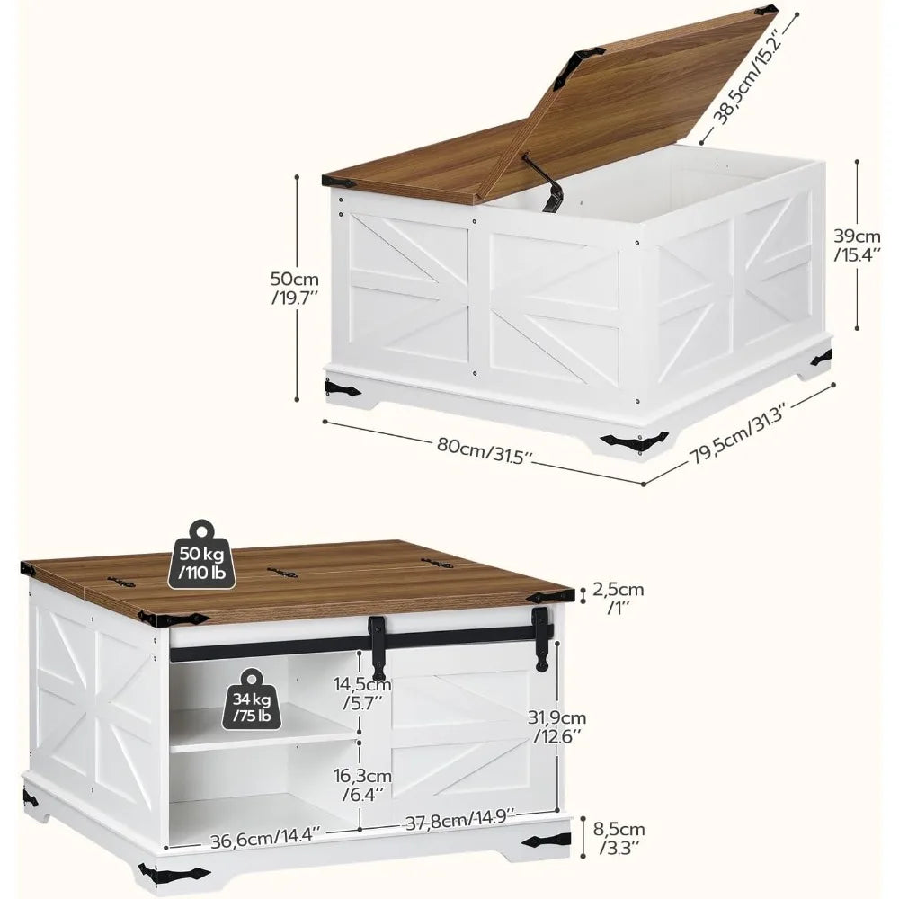 DAFIFY Modern Farmhouse Lift Top Storage Coffee Table