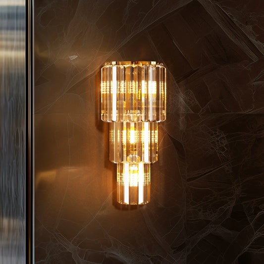 LUVODI Modern Crystal Wall Lamp 3-Layer Sconce E14 LED