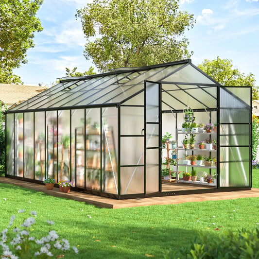 VIWAT Polycarbonate Greenhouse With Aluminum Frame For Outdoors