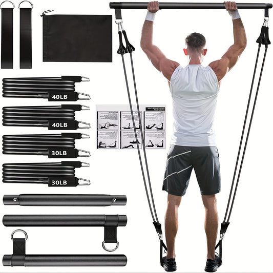 Pilates Bar Kit 8pcs Portable With Resistance Bands