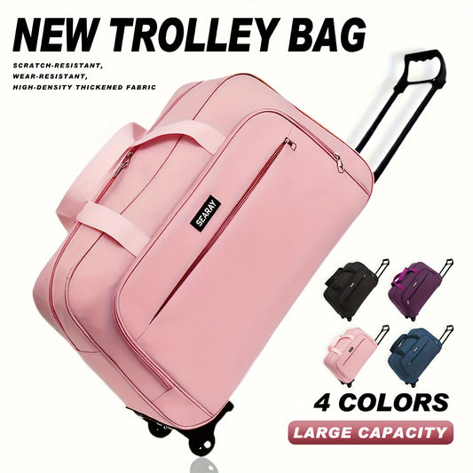 New Travel Bag with Handle and Wheels, Large Capacity Foldable Luggage Suitcase for Outdoor Trips Vacation Commuting