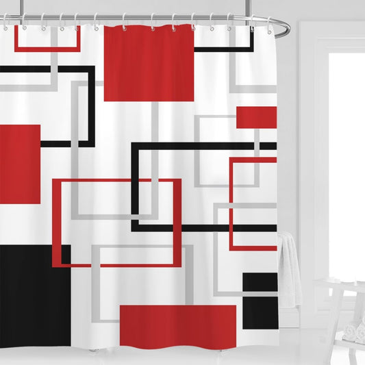 Geometric Cross Checkered Polyester Shower Curtain Includes 12 Hooks
