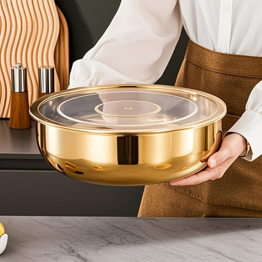 Elegant Kitchenware Stainless Steel Mixing Bowl With Lid Rust Resistant Durable